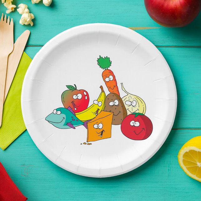 Assiettes En Carton Nourriture Drôle Avec Visages (Créateur téléchargé)