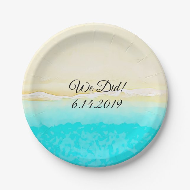 Assiettes En Carton Nous avons fait Ocean Shore Turquoise Water jolies (Devant)