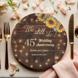 Assiettes En Carton Nous faisons toujours 45 ans de mariage Guirlande 