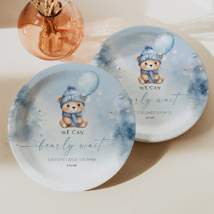Assiettes En Carton Nous pouvons à peine attendre l'ours en peluche d'