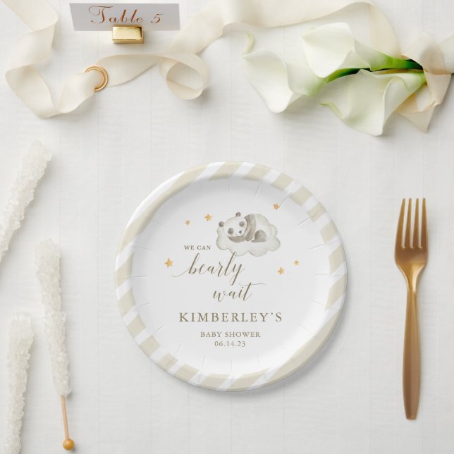 Assiettes En Carton Nous pouvons attendre un Baby shower neutre pour l (Mariage)