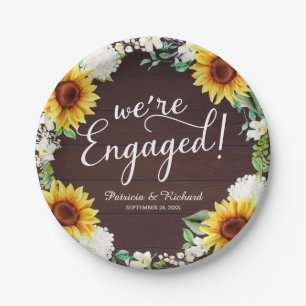 Assiettes En Carton Nous sommes engagés Rustic Sunflowers Engagement P