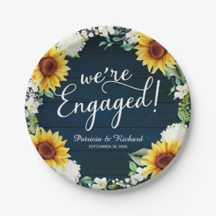 Assiettes En Carton Nous sommes engagés Rustic Sunflowers Engagement P