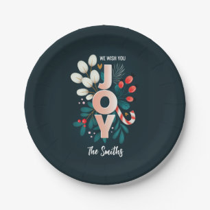 Assiettes En Carton Nous Vous Souhaitons JOIR, Sucre de canne de Noël 