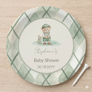 Assiettes En Carton Nouveau au Club Baby Shower Ours de Golf Vert