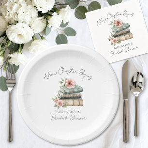 Assiettes En Carton Nouveau Chapitre Livre Floral Baby Shower Mariage