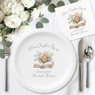 Assiettes En Carton Nouveau Chapitre Livre Floral Baby Shower Mariée