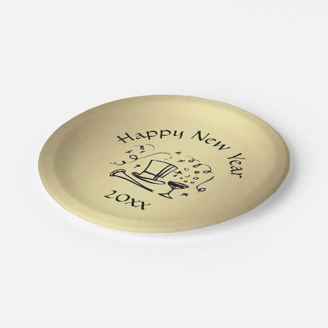 Assiettes En Carton Nouvel An Eve Gold Dat (Angle)