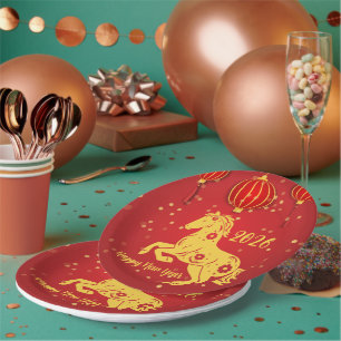 Assiettes En Carton Nouvel An lunaire 2026 Année du cheval
