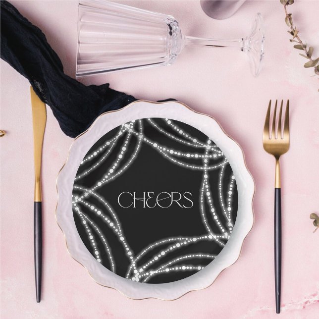 Assiettes En Carton Nouvel An Salles Étincelantes Élégante Chic (New Year Cheers Sparkling Lights Stylish Chic Paper Plates @ fat_fa_tin)