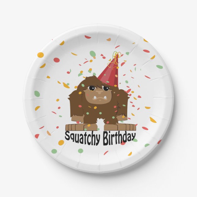 Assiettes En Carton Nouvel anniversaire de la petite Squatcha Bigfoot (Devant)