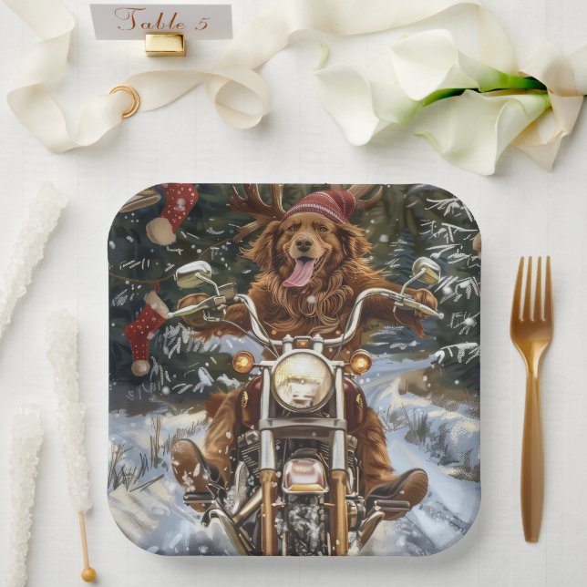 Assiettes En Carton Nouvelle-Écosse Moto à chiens Noël (Mariage)