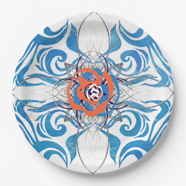 Assiettes En Carton Nouvelle Élégance Déco Bleue (Devant)