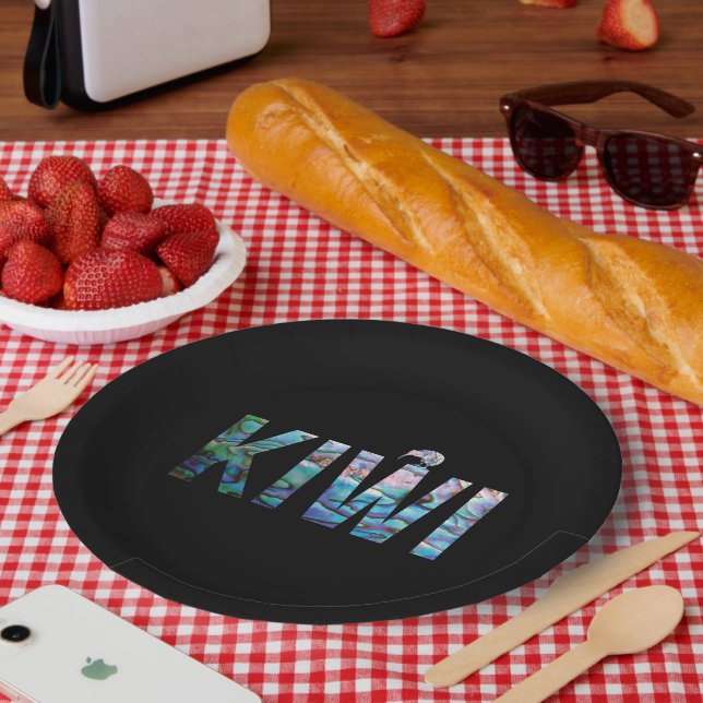 ASSIETTES EN CARTON NOUVELLE-ZÉLANDE KIWI PAUA (Pique-nique)