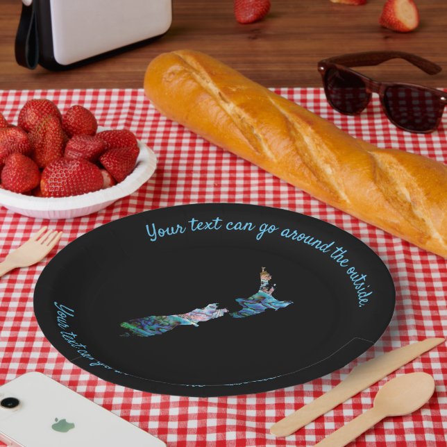 ASSIETTES EN CARTON NOUVELLE-ZÉLANDE KIWI PAUA PERSONNALISABLE (Pique-nique)