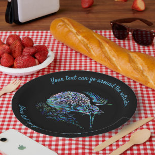 ASSIETTES EN CARTON NOUVELLE-ZÉLANDE PAUA KIWI PERSONNALISABLE