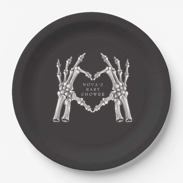 Assiettes En Carton NOVA Halloween Squelette Baby shower des mains du  (Devant)