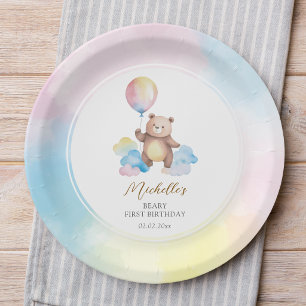 Assiettes En Carton Nuage de ballons en forme d'ours en peluche pour u