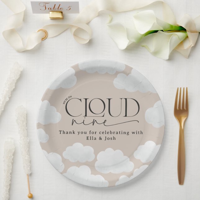 Assiettes En Carton Nuage naturel beige neuf douche moderne design (Mariage)