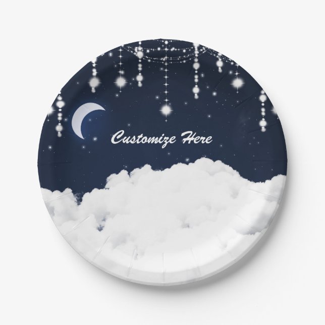 Assiettes En Carton Nuages dans le ciel étoilé Étincelle céleste (Devant)