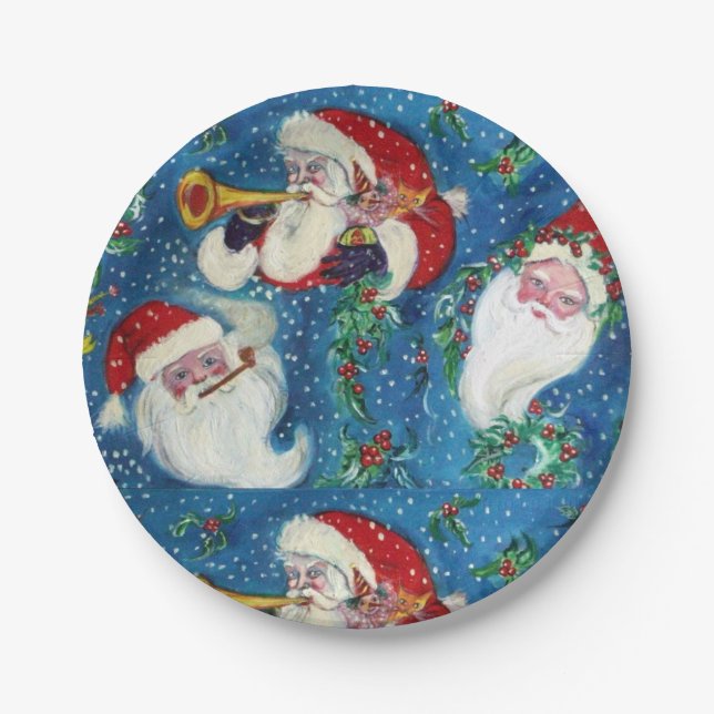 ASSIETTES EN CARTON NUIT DE NOËL / TROIS PÈRE NOËL (Devant)