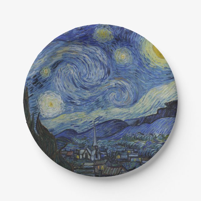 Assiettes En Carton "Nuit étoilée" par Van Gogh (Devant)