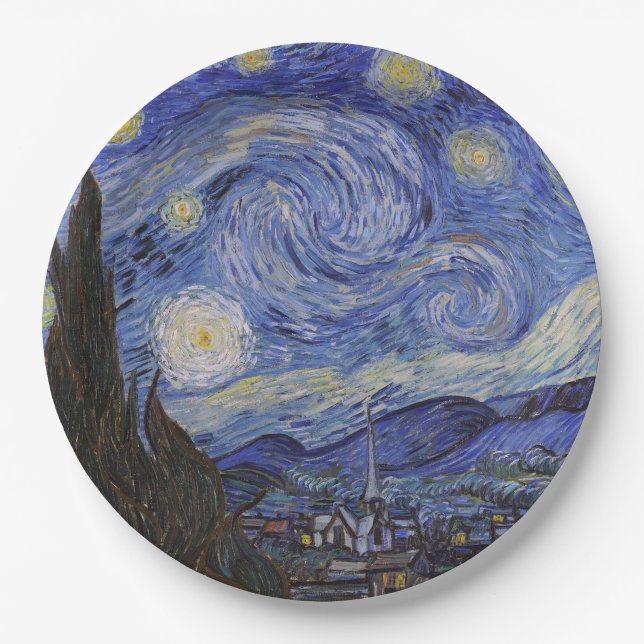 Assiettes En Carton Nuit étoilée par Vincent Willem van Gogh (Devant)
