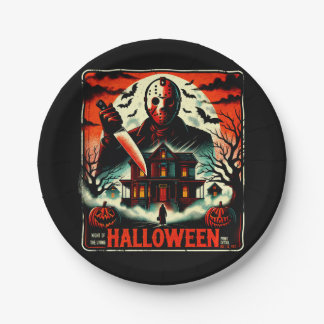 Assiettes En Carton Nuit Rétro d'Horreur d'Halloween Vibes Slasher des