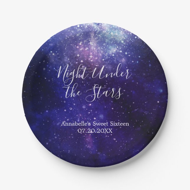 Assiettes En Carton Nuit sous les étoiles Galaxy (Devant)