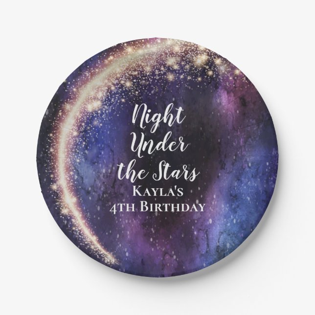 Assiettes En Carton Nuit sous les plaques de papier étoiles (Devant)