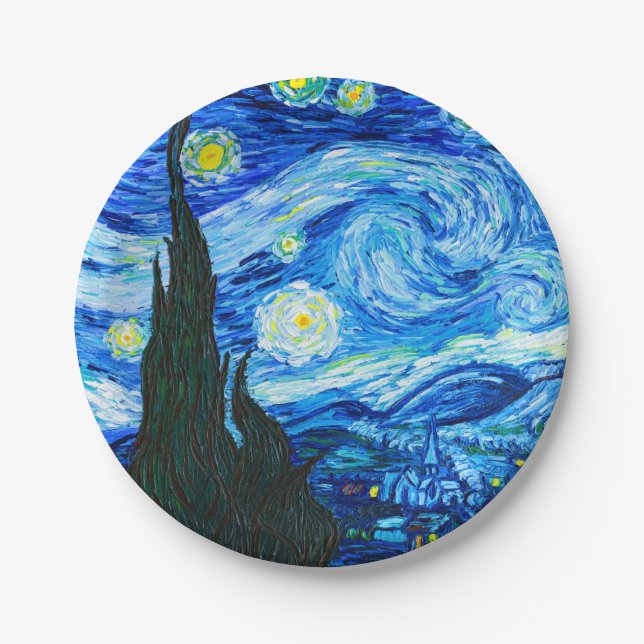Assiettes En Carton Nuit Van Gogh Starry (Devant)