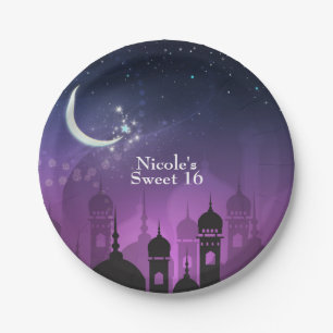 Assiettes En Carton Nuits Arabes Marocaine Violet clair de lune
