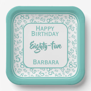Assiettes En Carton Numéro aléatoire 85e Motif Turquoise/blanc