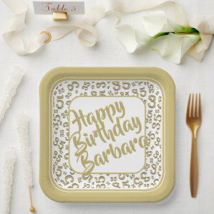Assiettes En Carton Numéro aléatoire du 35e parti Motif or/blanc