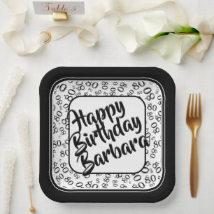 Assiettes En Carton Numéro aléatoire du 80e parti Motif noir/blanc