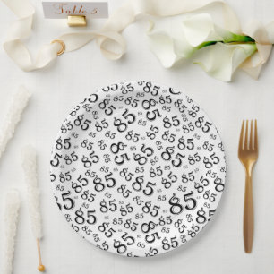 Assiettes En Carton Numéro aléatoire du 85e parti Motif noir/blanc