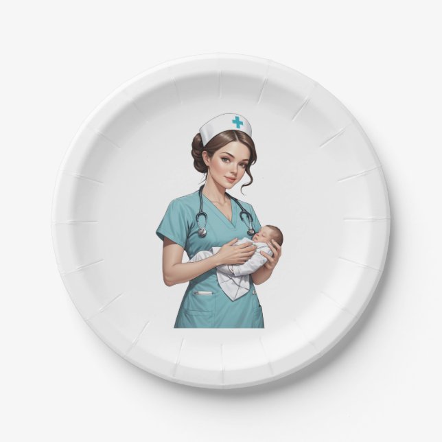 Assiettes En Carton Nurse Holding Newborn – Gentle Care Medical Design (Devant)
