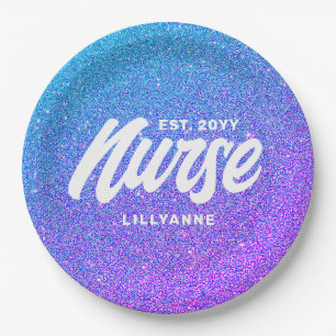 Assiettes En Carton Nurse RN Graduation Blue Purple Parties scintillan