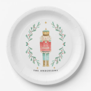 Assiettes En Carton Nutcracker aquarelle botanique mignon Pos de Noël
