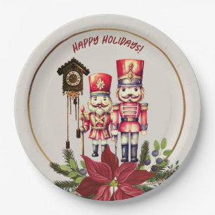 Assiettes En Carton Nutcracker Happy Holidays Cuckoo Salutations