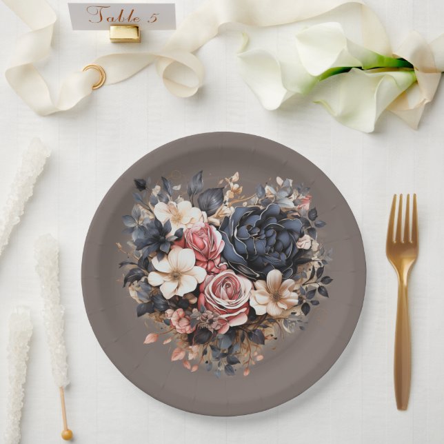 Assiettes En Carton Nutshell Brown Marine Rose White Douche (Mariage)