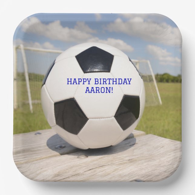 Assiettes En Carton Objectif Poster noir et blanc Soccer Ball Plaque p (Recto)
