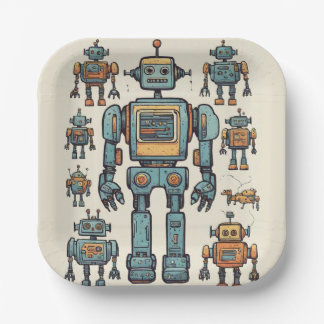 Assiettes En Carton Obtenez dans Gear Robot Anniversaire - Gros Robot