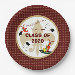 Assiettes En Carton Obtention du diplôme mignonne d'or de rouge fonc