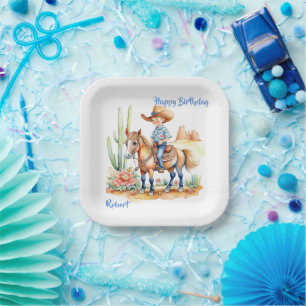Assiettes En Carton Occidental Cowboy on Horse Anniversaire personnali