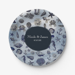 Assiettes En Carton Ocean Sea Life Nautical Seashells Beach Mariage