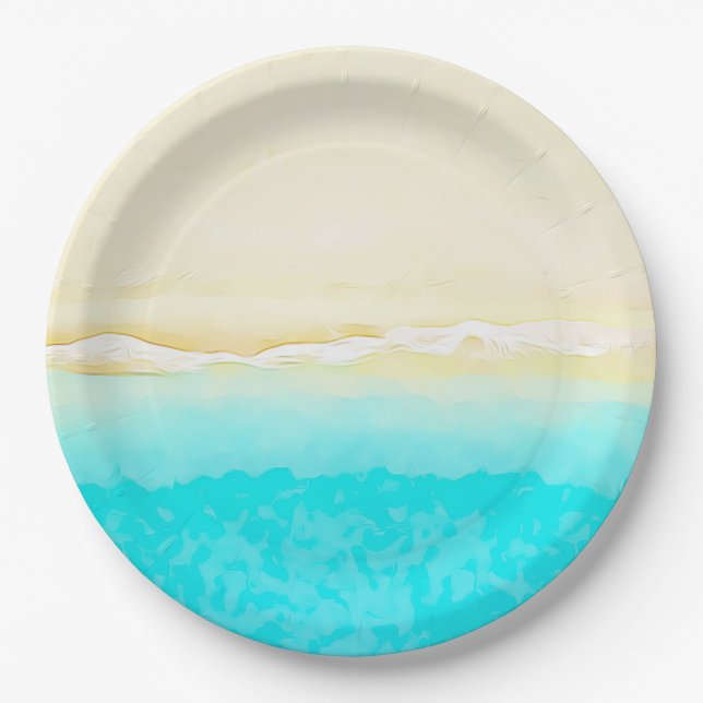 Assiettes En Carton Ocean Shore Turquoise Water jolies plaques en papi (Devant)