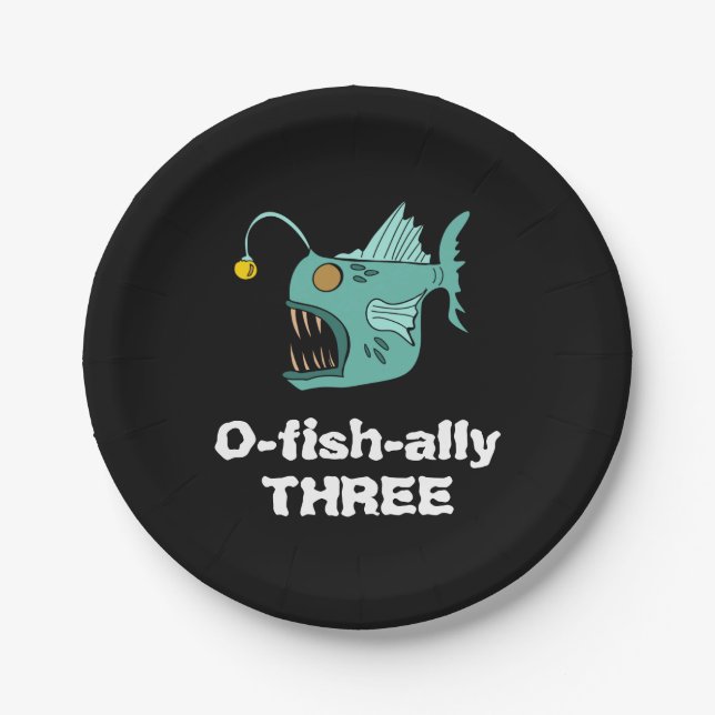 Assiettes En Carton Ocean Theme Boys Anniversaire Anglerfish (Devant)