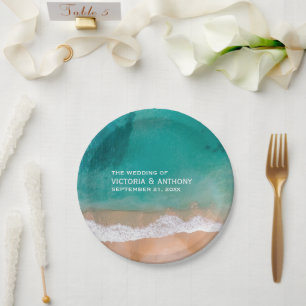 Assiettes En Carton Ocean Wave, Mariage plage