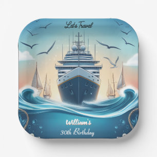 Assiettes En Carton Ocean Waves Travel Ancre Yacht 30e anniversaire
